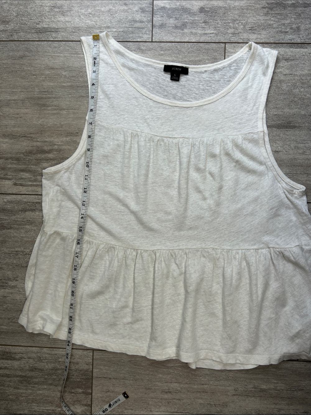 J. Crew Linen Navy Tassel-Hem Tank & Linen White Tiered Tank Duo - Picture 7 of 13